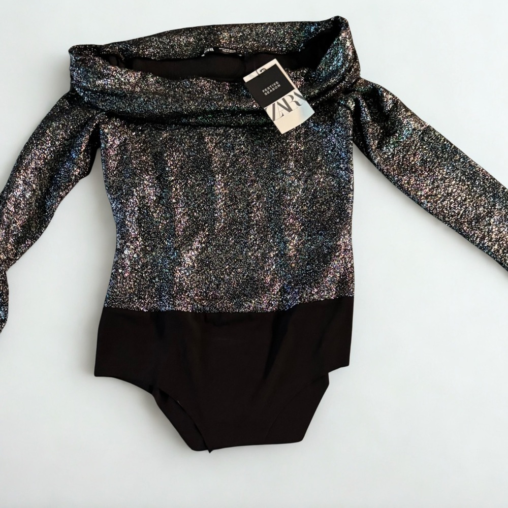 Zara NWT Glittery Bodysuit